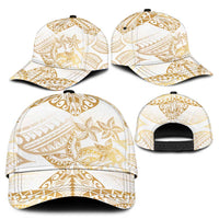 White and Gold Polynesia Classic Cap Plumeria Tattoo With Polynesian Pattern - Polynesian Pride