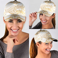 White and Gold Polynesia Classic Cap Plumeria Tattoo With Polynesian Pattern - Polynesian Pride