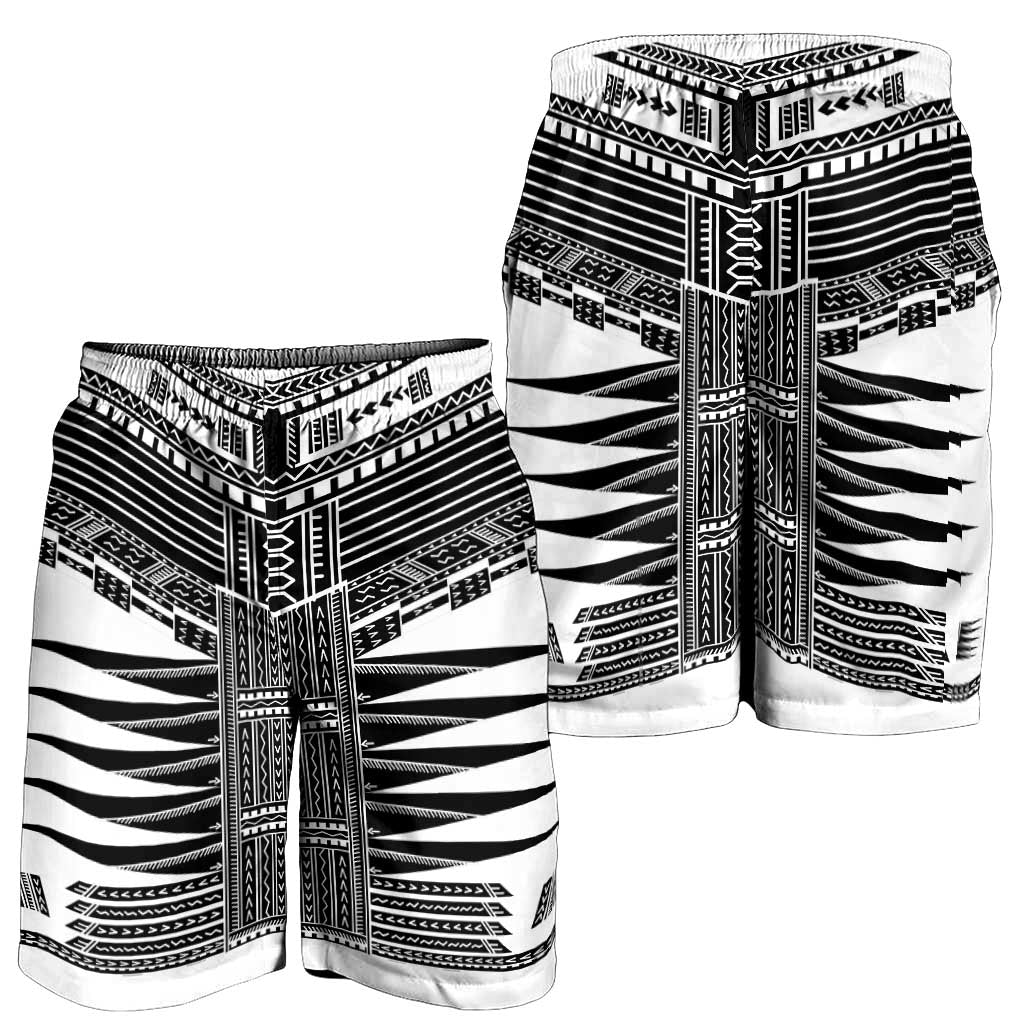 White Samoa Pea Tattoo Inspired Shorts for Men LT05 - Polynesian Pride