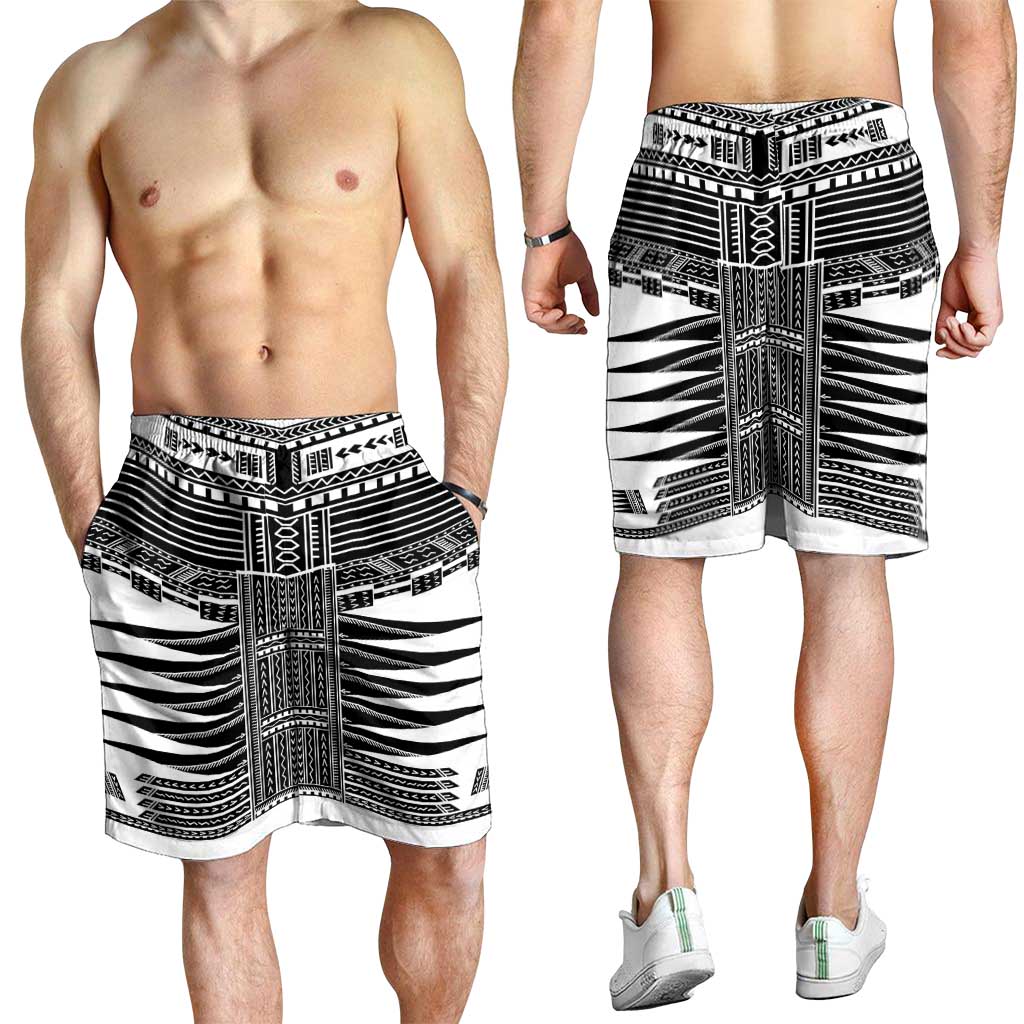 White Samoa Pea Tattoo Inspired Shorts for Men LT05 - Polynesian Pride
