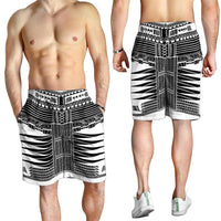 White Samoa Pea Tattoo Inspired Shorts for Men LT05 - Polynesian Pride