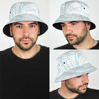 White Sunday Lotu Tamaiti Bucket Hat Polynesian Wave Pastel Cyan - Polynesian Pride