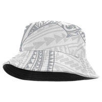 White Sunday Lotu Tamaiti Bucket Hat Polynesian Wave Pastel Gray - Polynesian Pride