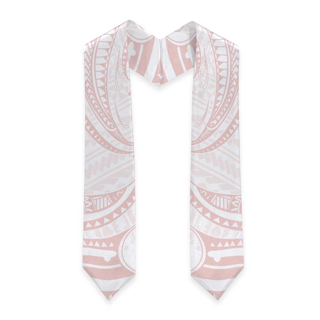 White Sunday Lotu Tamaiti Graduation Stole Polynesian Wave Pastel Blush - Polynesian Pride