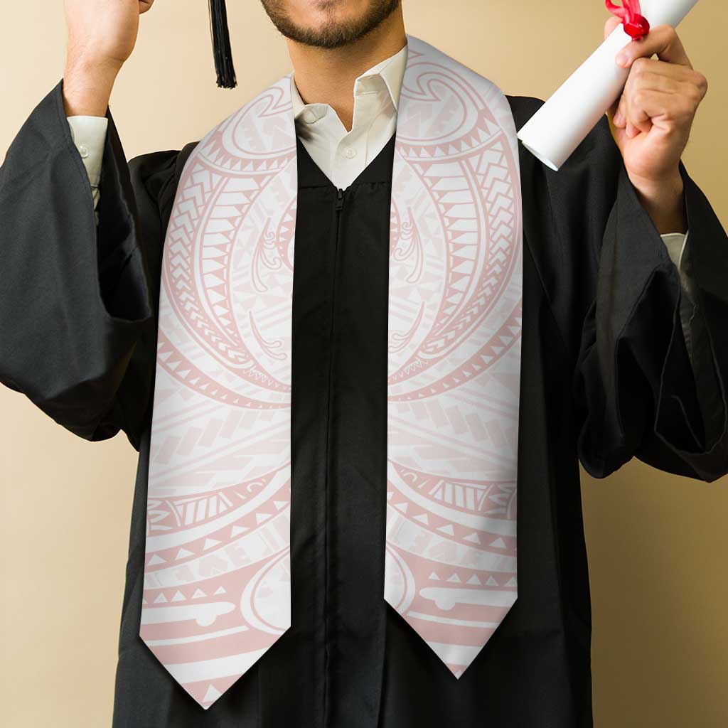 White Sunday Lotu Tamaiti Graduation Stole Polynesian Wave Pastel Blush - Polynesian Pride