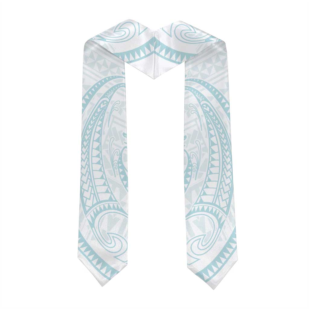 White Sunday Lotu Tamaiti Graduation Stole Polynesian Wave Pastel Cyan - Polynesian Pride