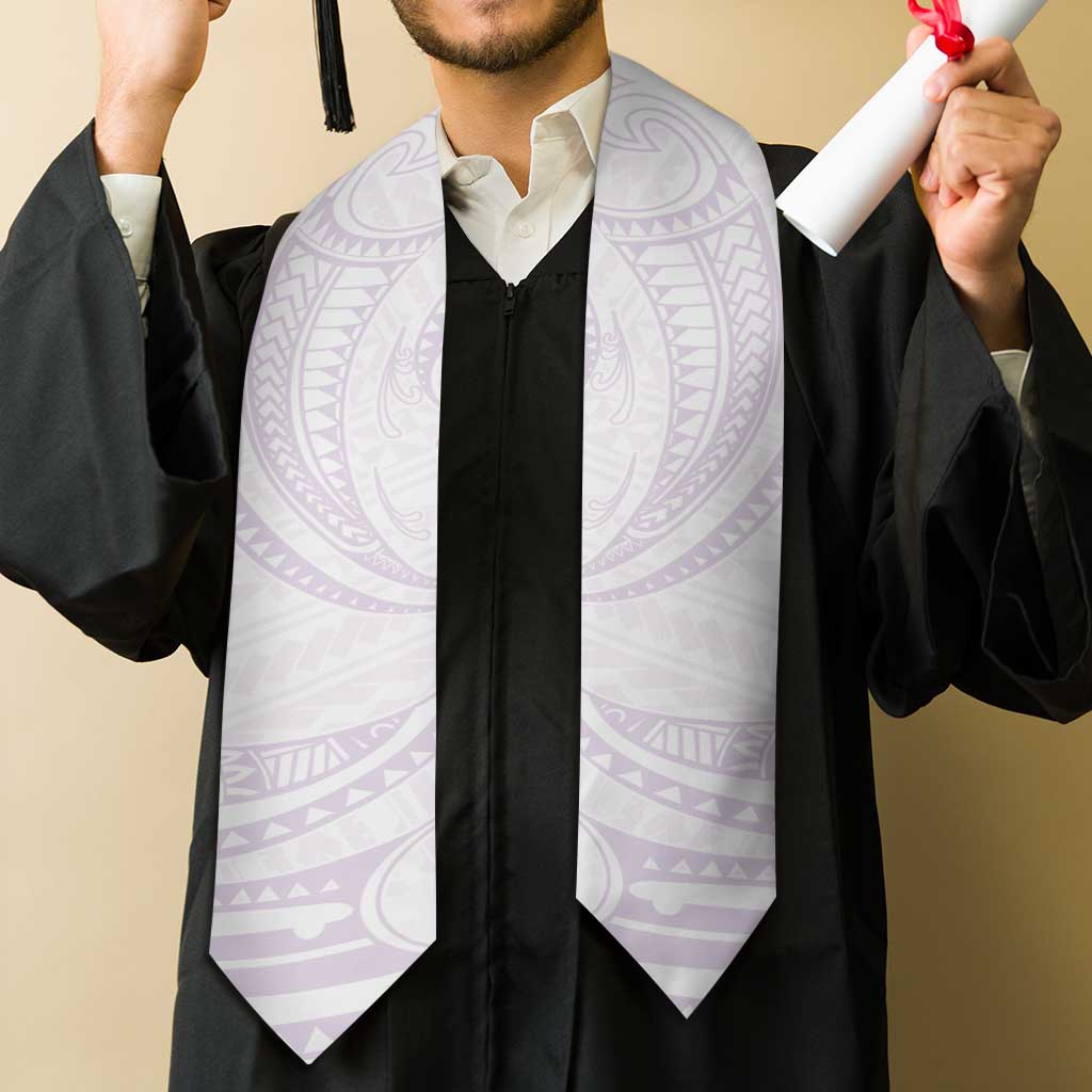 White Sunday Lotu Tamaiti Graduation Stole Polynesian Wave Pastel Mauve - Polynesian Pride