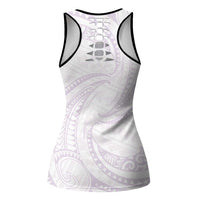 White Sunday Lotu Tamaiti Hollow Tank Top Polynesian Wave Pastel Mauve - Polynesian Pride