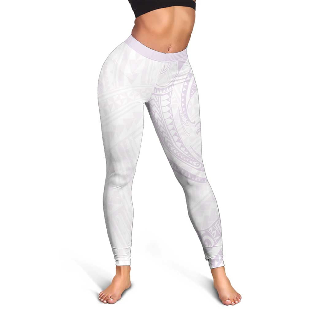 White Sunday Lotu Tamaiti Leggings Polynesian Wave Pastel Mauve - Polynesian Pride