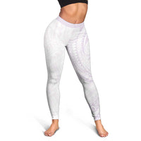 White Sunday Lotu Tamaiti Leggings Polynesian Wave Pastel Mauve - Polynesian Pride