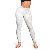 White Sunday Lotu Tamaiti Leggings Polynesian Wave Pastel Nude - Polynesian Pride