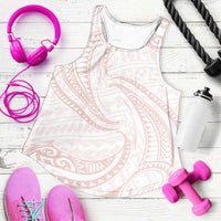 White Sunday Lotu Tamaiti Women Racerback Tank Polynesian Wave Pastel Blush - Polynesian Pride