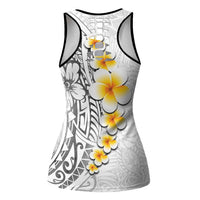 White Tropical Plumeria With Galaxy Polynesian Art Hollow Tank Top - Polynesian Pride