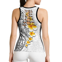 White Tropical Plumeria With Galaxy Polynesian Art Hollow Tank Top - Polynesian Pride