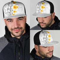White Tropical Plumeria With Galaxy Polynesian Art Mesh Trucker Cap - Polynesian Pride