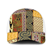 Yellow Aotearoa Kowhaiwhai Pattern Baseball Net Cap NZ Maori Quilt Style - Polynesian Pride
