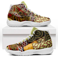 Yellow Aotearoa Kowhaiwhai Pattern Sneakers J11 NZ Maori Quilt Style - Polynesian Pride