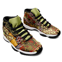 Yellow Aotearoa Kowhaiwhai Pattern Sneakers J11 NZ Maori Quilt Style - Polynesian Pride