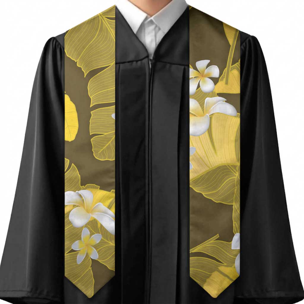Yellow Banana Leaf Hawaii Graduation Stole Lau Maia Plumeria Tropical Summer Vibes