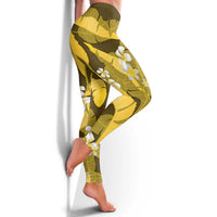 Yellow Banana Leaf Hawaii Leggings Lau Maia Plumeria Tropical Summer Vibes