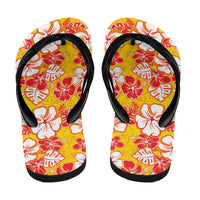 Yellow Hawaii Hibiscus Flip Flops Tropical Flowers Seamless Pattern - Polynesian Pride