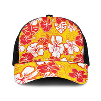 Yellow Hawaii Hibiscus Mesh Trucker Cap Tropical Flowers Seamless Pattern - Polynesian Pride