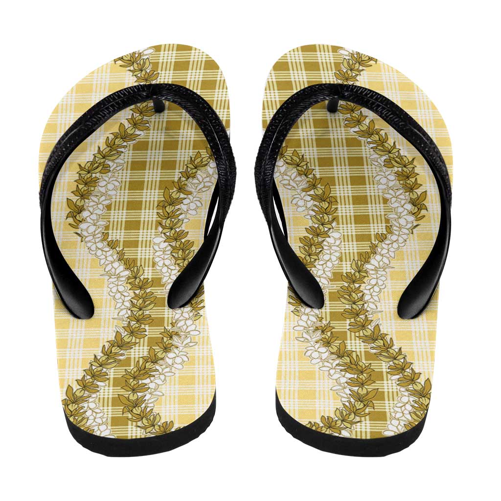 Yellow Hawaii Palaka Flip Flops Hawaiian Honohono Lei LT05 - Polynesian Pride