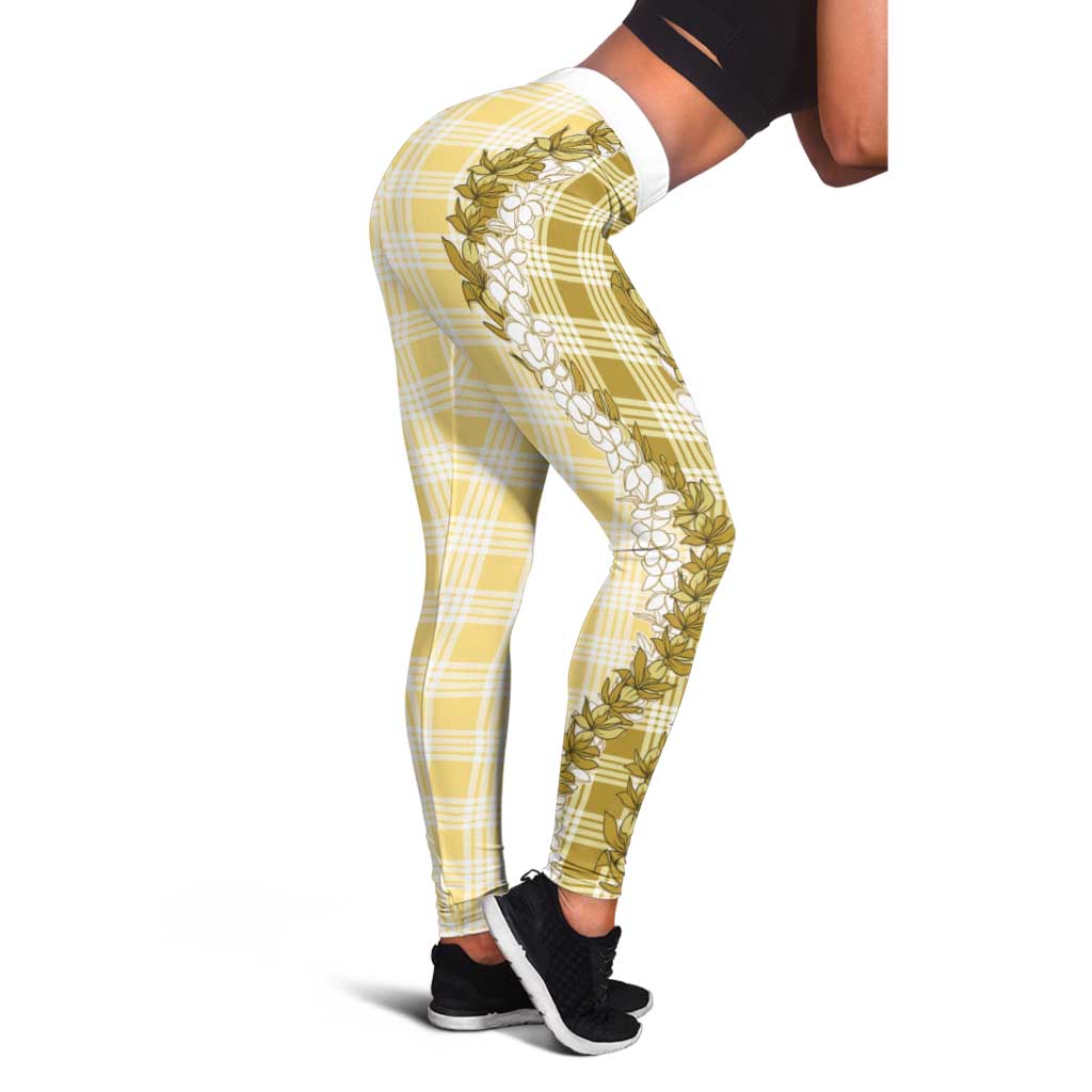 Yellow Hawaii Palaka Leggings Hawaiian Honohono Lei LT05 - Polynesian Pride