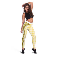 Yellow Hawaii Palaka Leggings Hawaiian Honohono Lei LT05 - Polynesian Pride