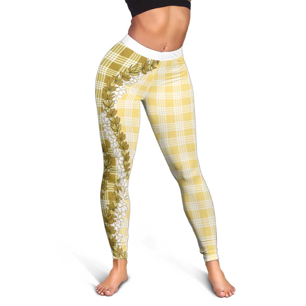 Yellow Hawaii Palaka Leggings Hawaiian Honohono Lei LT05 - Polynesian Pride