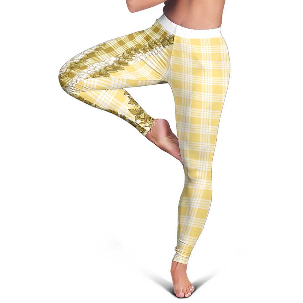 Yellow Hawaii Palaka Leggings Hawaiian Honohono Lei LT05 - Polynesian Pride