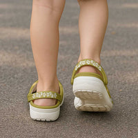 Yellow Hawaii Palm Tree Hibiscus Clogs Shoes Fantasy Summer Vibe