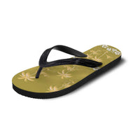 Yellow Hawaii Palm Tree Hibiscus Flip Flops Fantasy Summer Vibe