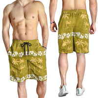 Yellow Hawaii Palm Tree Hibiscus Shorts for Men Fantasy Summer Vibe