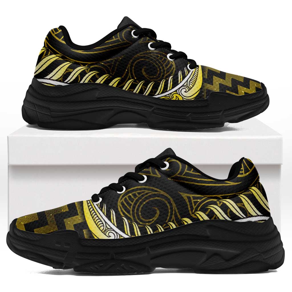 Yellow Matariki New Zealand Chunky Sneakers Maori Poutama Galaxy Vibes