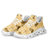 Yellow Palaka Hawaii Cowboy Clunky Sneakers Puakenikeni Lei Paniolo Papale Seamless Vibes - Polynesian Pride