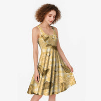 Yellow Palaka Hawaii Cowboy Midi Dress Puakenikeni Lei Paniolo Papale Seamless Vibes - Polynesian Pride