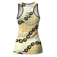 Yellow Palaka Hawaii Hollow Tank Top Kukui Nut Pikake Lei Hawaiian Tapa Pattern - Polynesian Pride