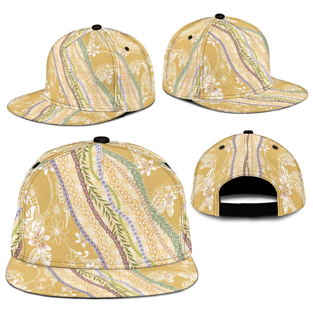 Yellow Palaka Hawaii Leis Snapback Cap Hawaiian-plaid Elegant Tropical Vibes - Polynesian Pride