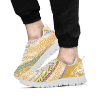 Yellow Palaka Hawaii Leis Sneakers Hawaiian-plaid Elegant Tropical Vibes