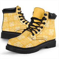 Yellow Palaka Quilt Hawaii All Season Boots Traditional Hawaii-plaid Pattern - Polynesian Pride