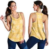 Yellow Palaka Quilt Hawaii Women Racerback Tank Traditional Hawaii-plaid Pattern - Polynesian Pride