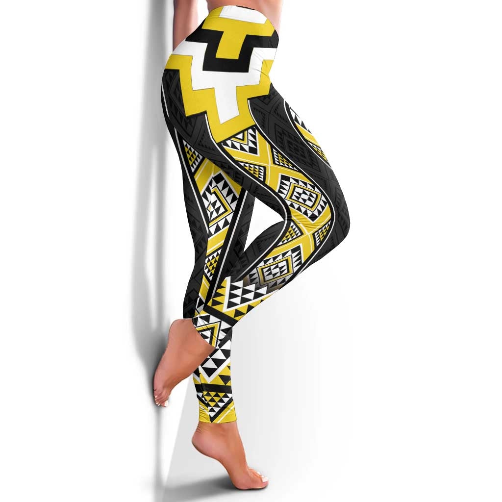 Yellow Taniko Aotearoa Leggings Niho Taniwha Mix Poutama LT14