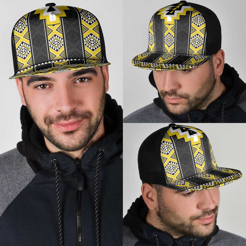 Yellow Taniko Aotearoa Mesh Trucker Cap Niho Taniwha Mix Poutama - Polynesian Pride