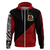 Vanuatu Custom Hoodie Polynesian Diagonal Pattern Red