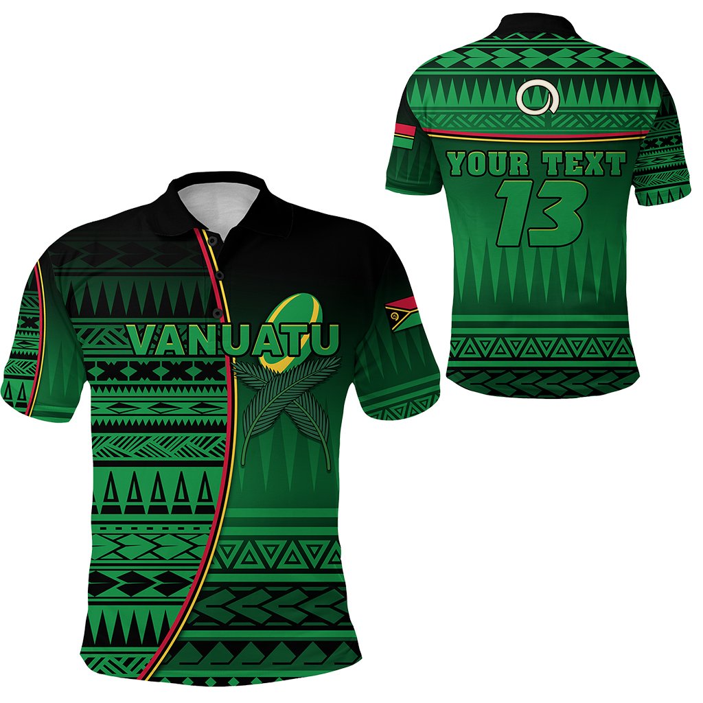 Custom Vanuatu Rugby Polo Shirt Impressive Version Custom Text and Number Unisex Green - Polynesian Pride