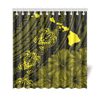 Hawaii Sea Turtle Is Swimming Toward Shower Curtain Yellow - AH- - Polynesian Pride