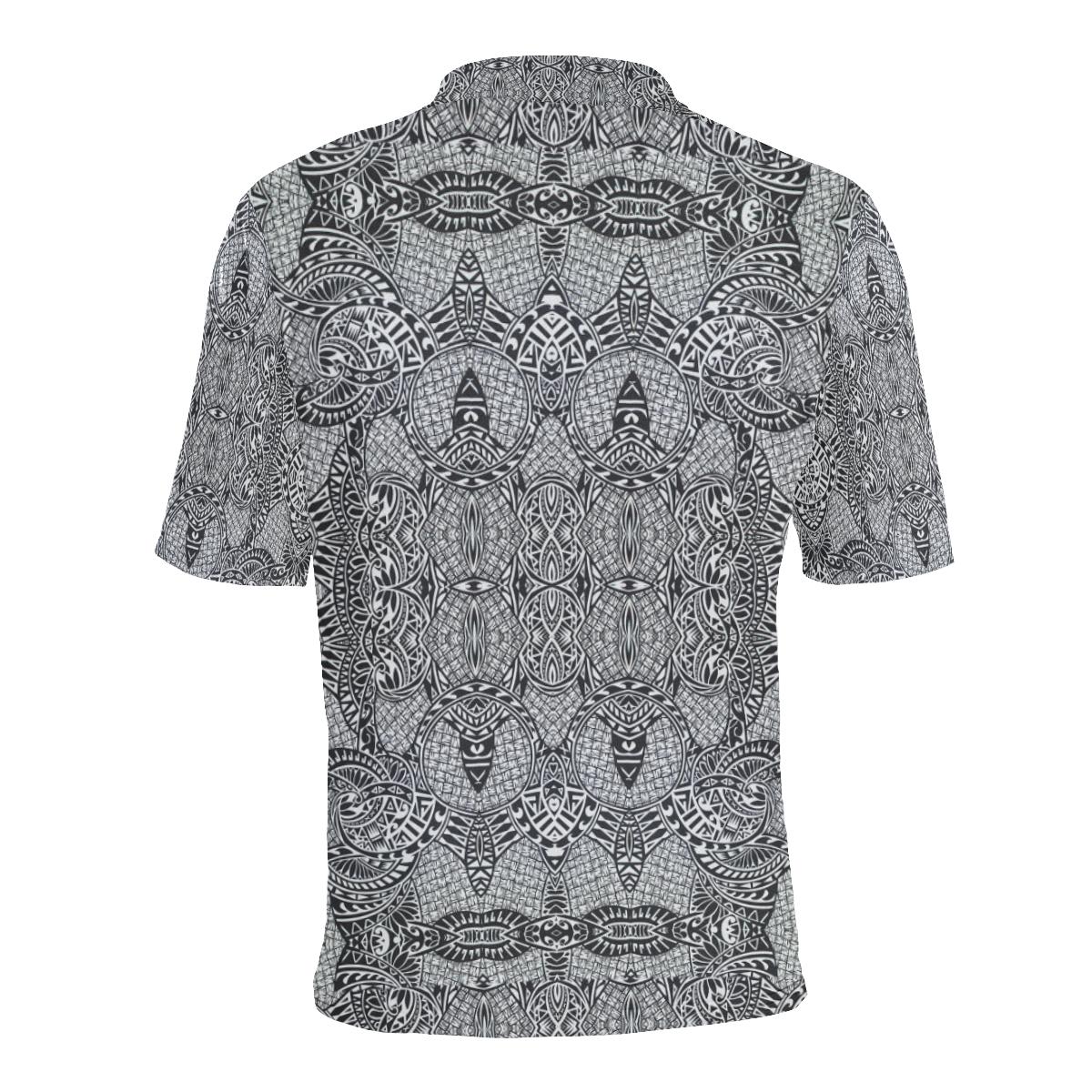 Polynesian Polo Shirt Black and White - Polynesian Pride