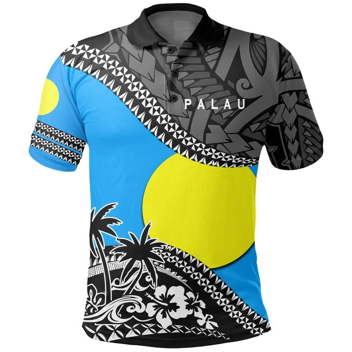 Palau Polo Shirt Fall In The Wave Unisex Blue - Polynesian Pride