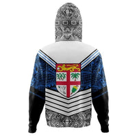 Fiji Zip Hoodie Tapa Lauhala Rugby Scrum Style - Polynesian Pride
